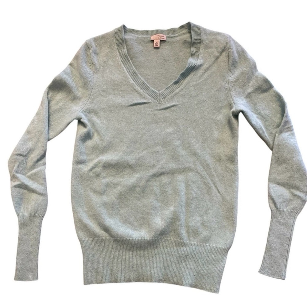 Halogen Women’s 100% Cashmere V-Neck Green Pullover Sweater XS‎ Long Sleeves